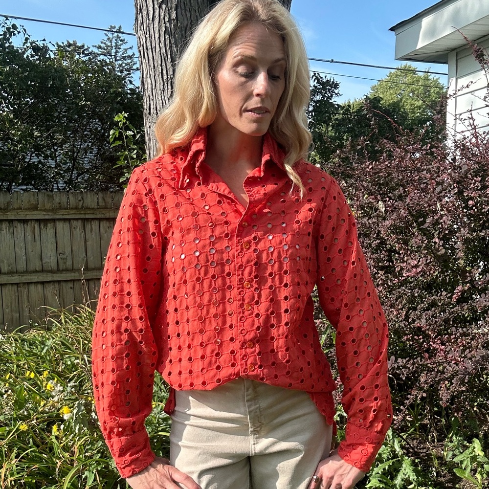 Vintage Eyelet Button-Up